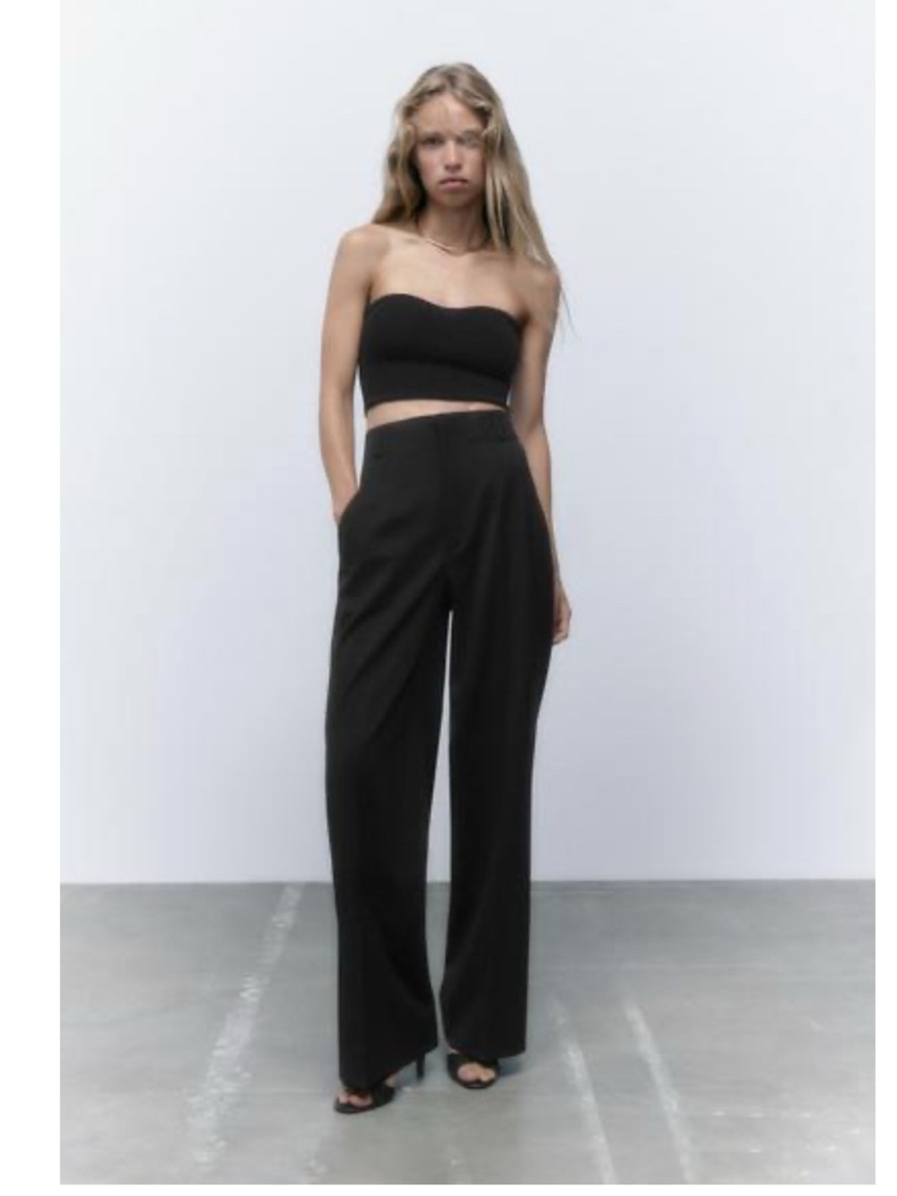 Zara Black High-Waist Wide-Leg Trousers